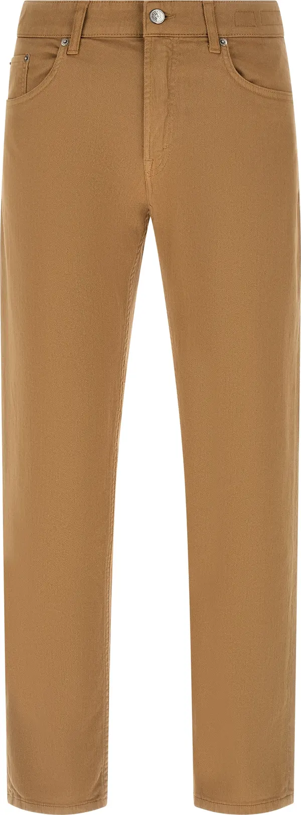 Beige Cotton Straight-Leg Jeans