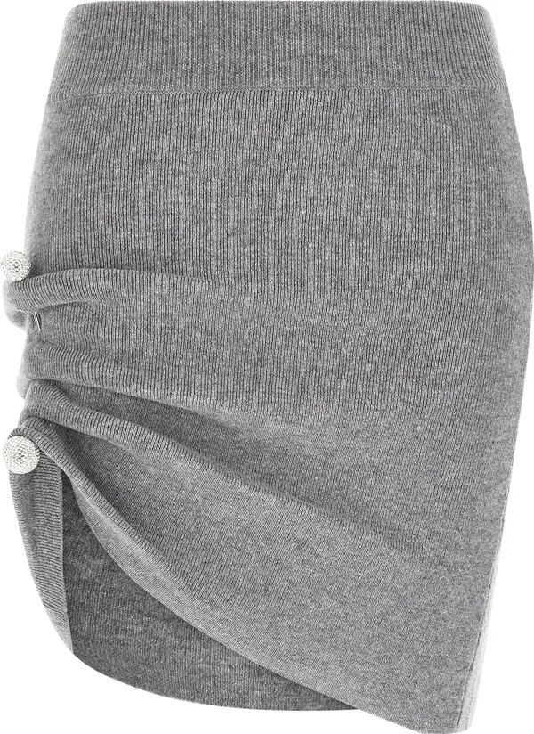 Gray Virgin Wool Long Skirt