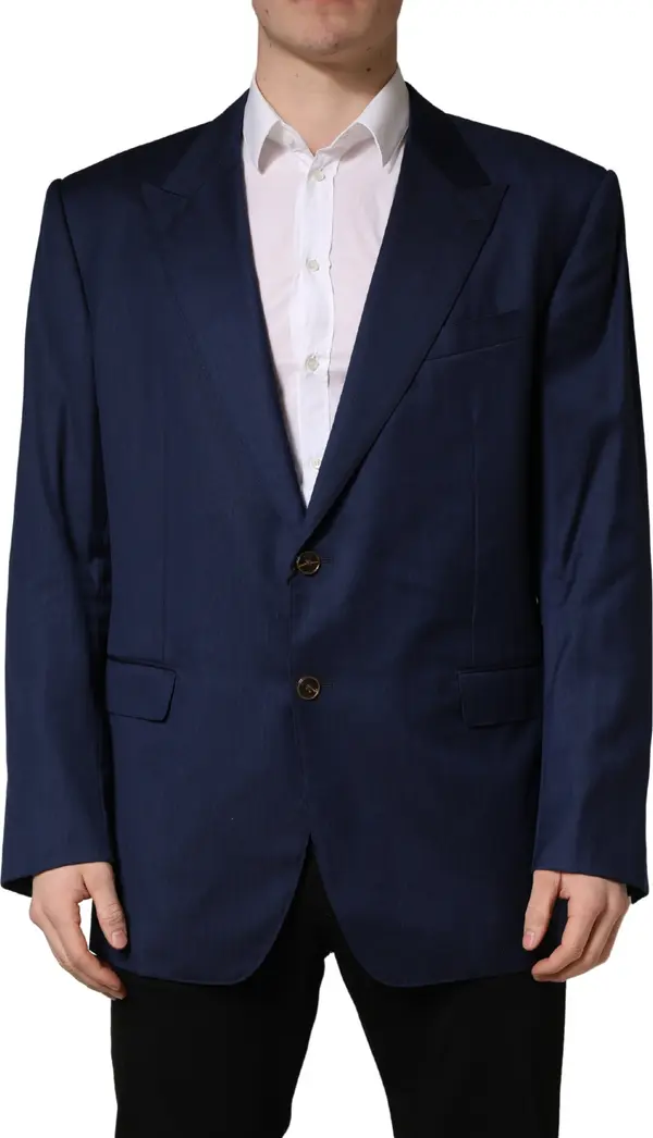 Blue Single Breasted 2 Button Suit Jacket