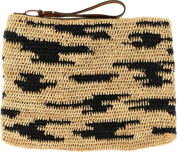Multicolor Raffia Clutch Bag