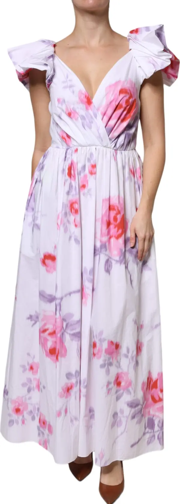 White Floral Cotton Maxi Dress