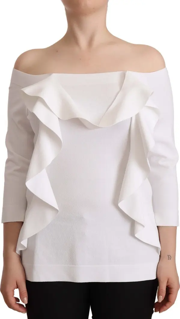 White Long Sleeves Off Shoulder Women Top Blouse