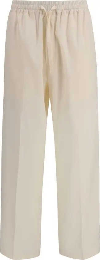 Beige Cotton Casual Pants