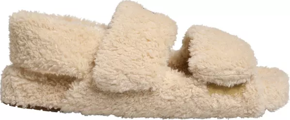Beige Faux Fur Slides Men Flats Sandals Shoes