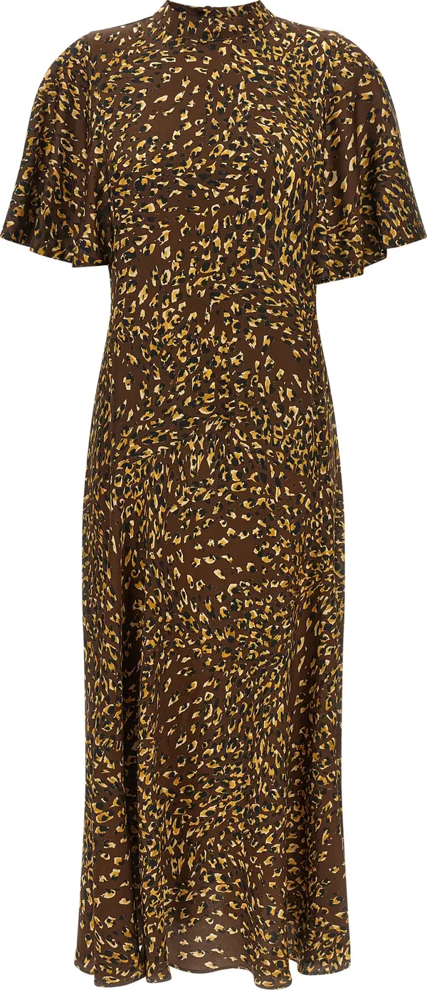 Brown Viscose Long Dress