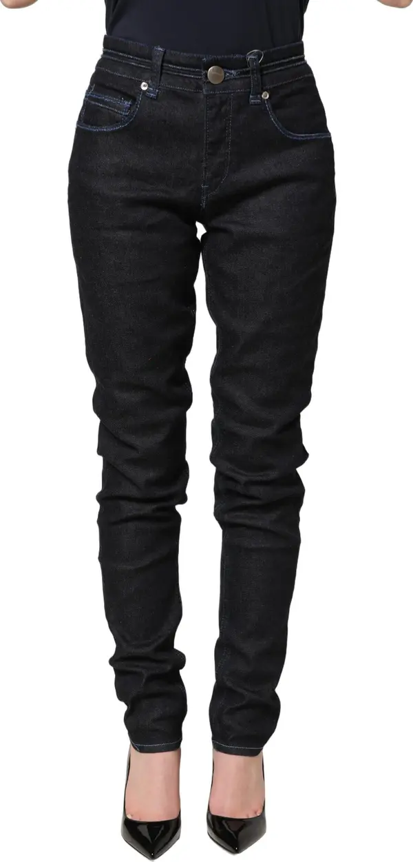 Black Cotton Stretch HighWaist Skinny Denim Trouser Jeans