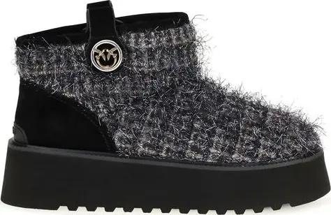 Black Fabric Ankle Boots