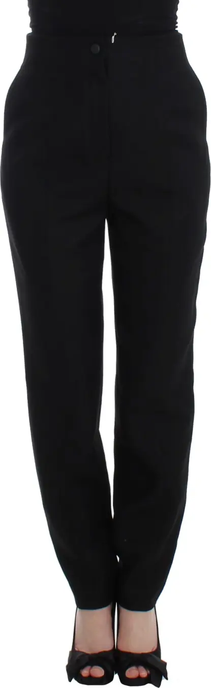Black High Waist Straight Slim Dress Pants