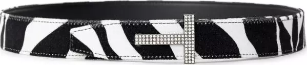 Black And White Leather Regular Belt