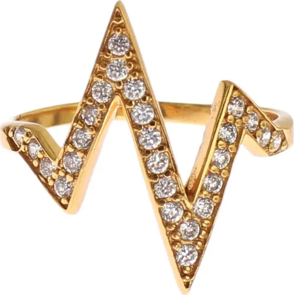 Gold 925 Silver Womens Clear CZ 18K Ring