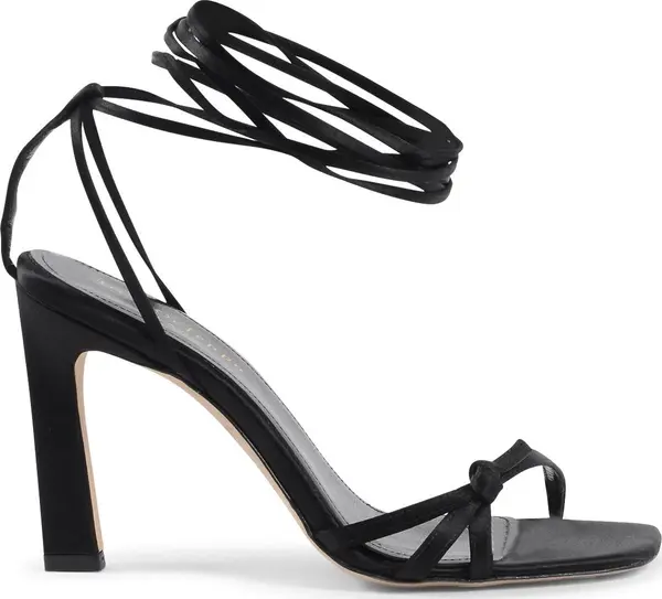Black Satin Strap-On Sandals